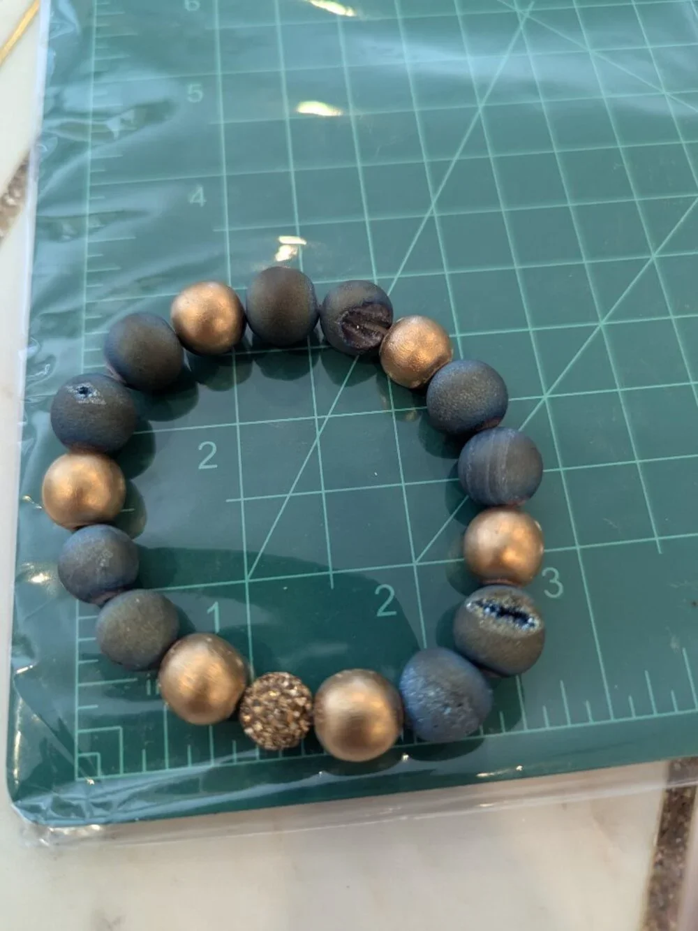 Beautiful Beaded Druzy And Rhinestone Bracelet
